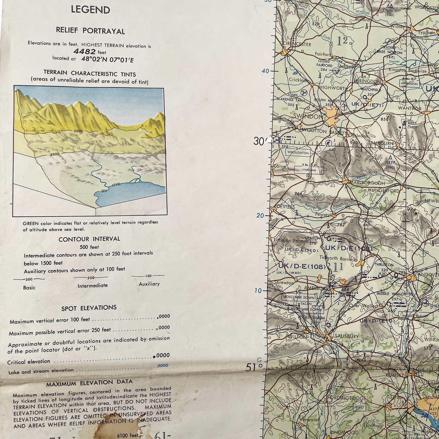 Large 1965 Cold War Era US Air Force Pilotage Chart