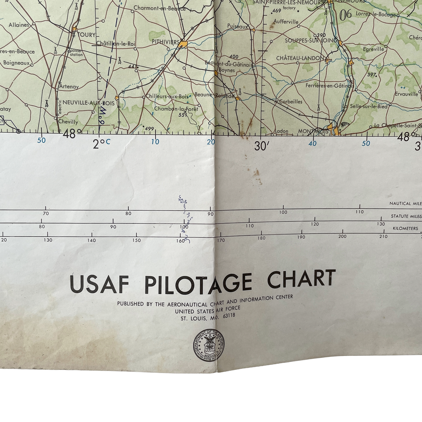 Large 1965 Cold War Era US Air Force Pilotage Chart