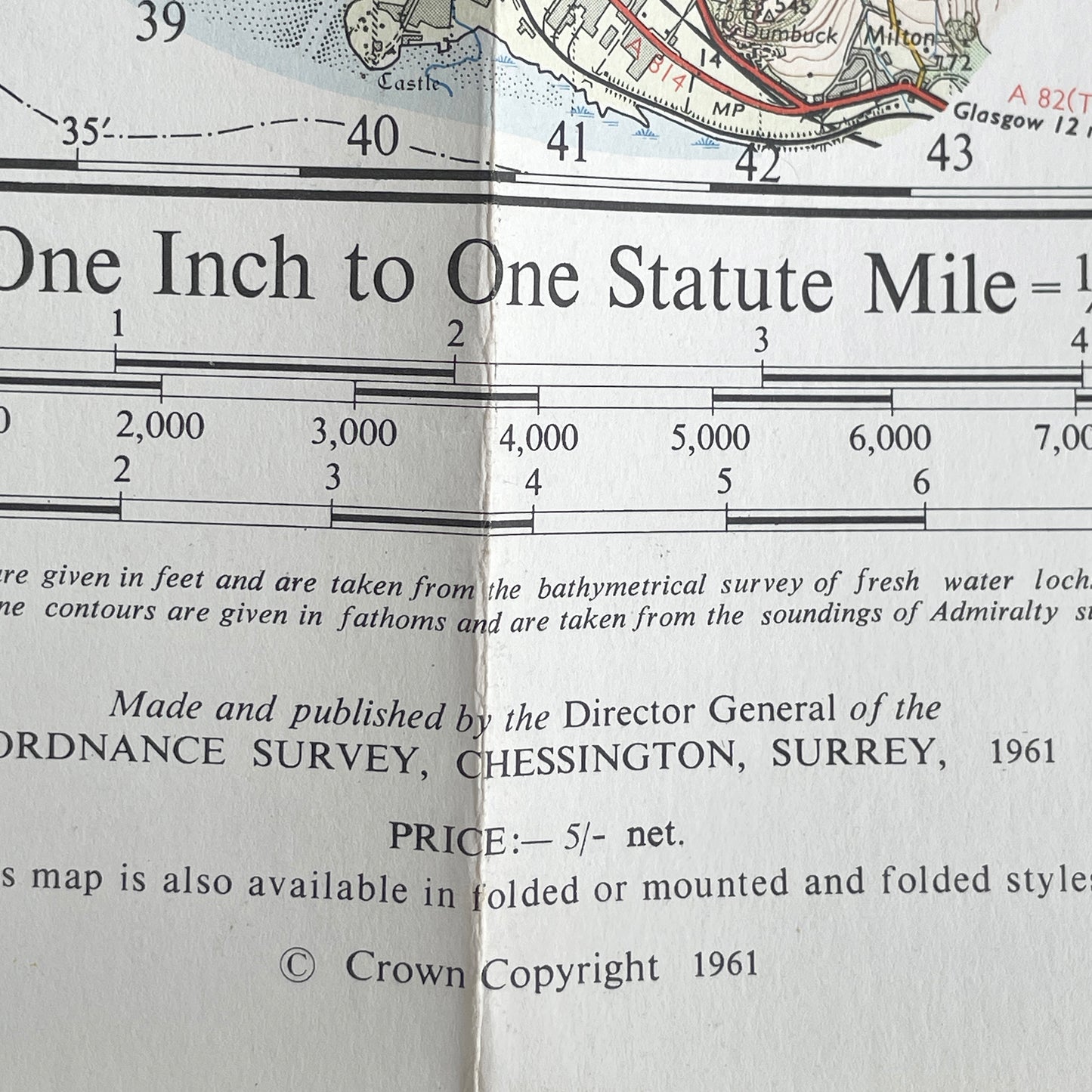 1961 Ordnance Survey Tourist Map of Loch Lomond & the Trossachs