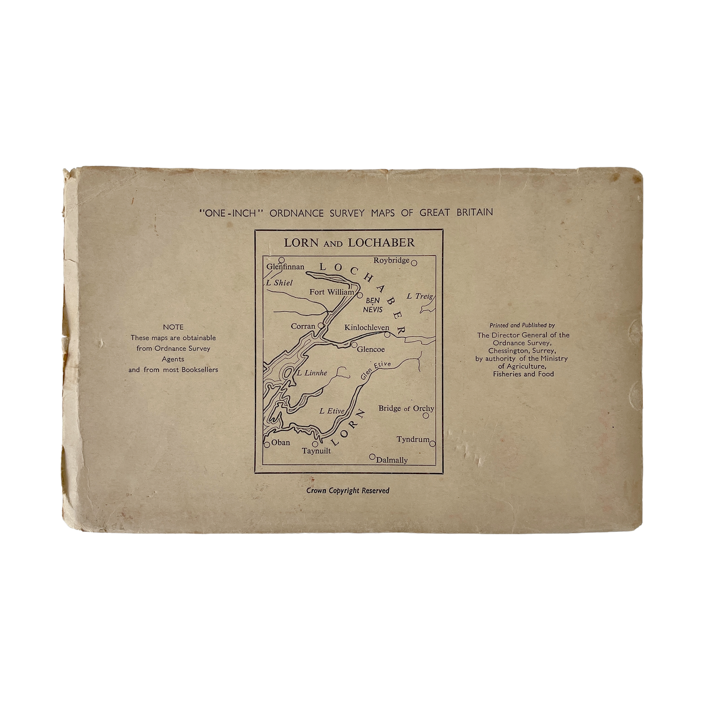 1959 Ordnance Survey Tourist Map of Lorn & Lochaber – Ben Nevis