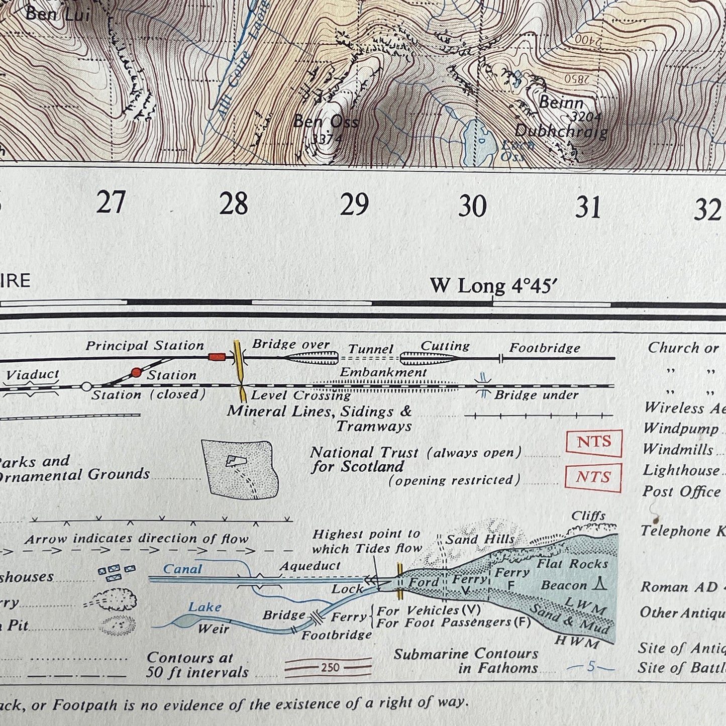 1959 Ordnance Survey Tourist Map of Lorn & Lochaber – Ben Nevis