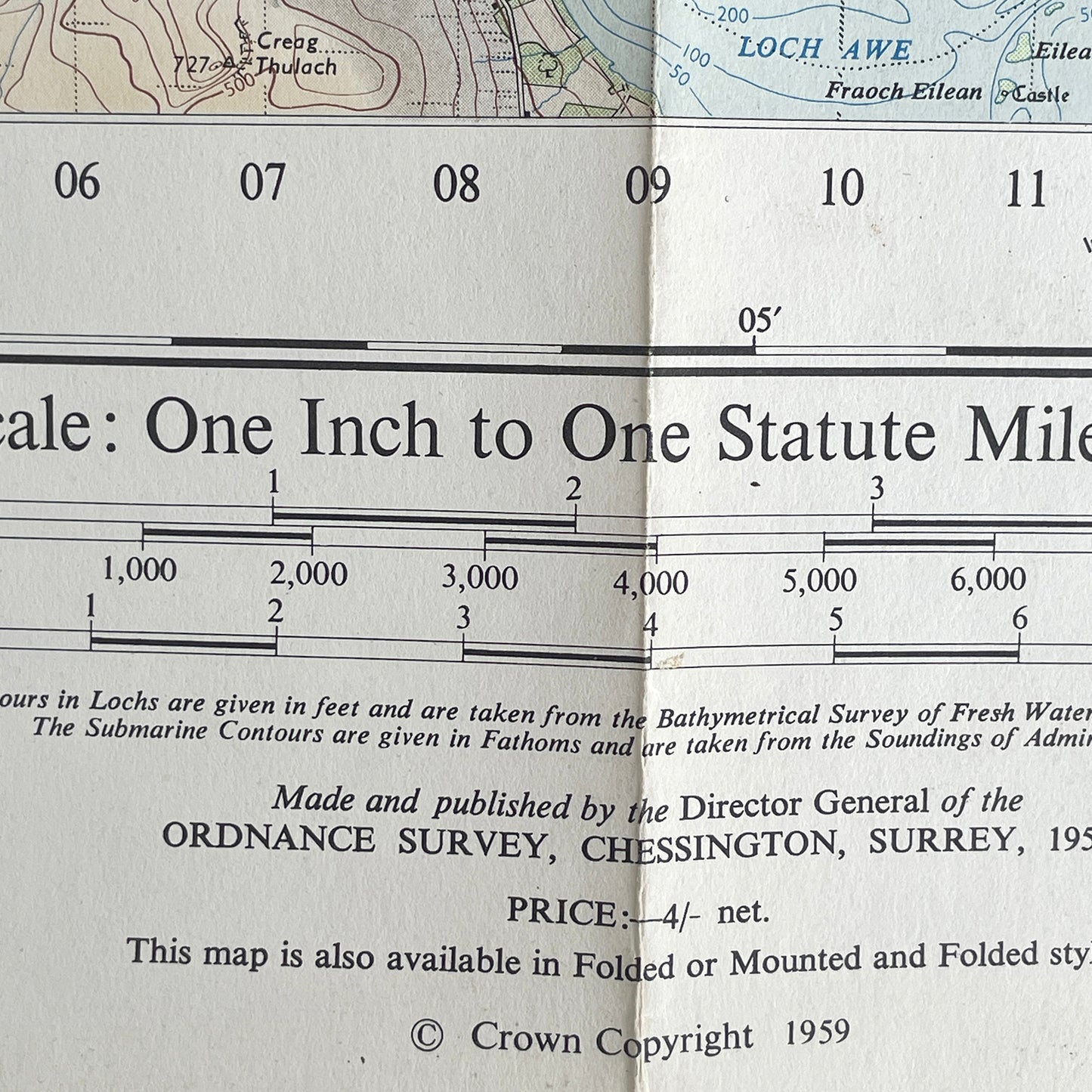 1959 Ordnance Survey Tourist Map of Lorn & Lochaber – Ben Nevis