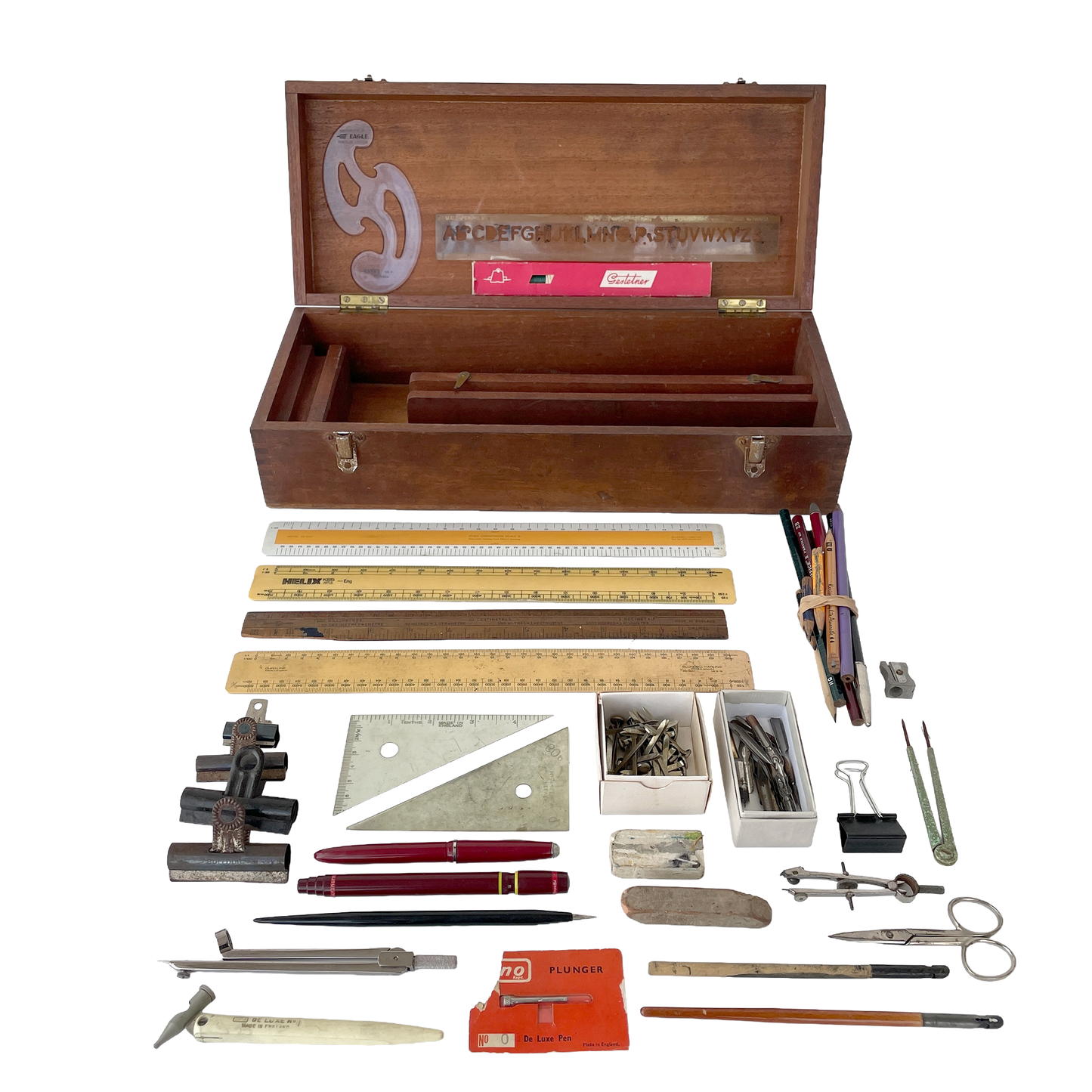 Box of Vintage Drawing Equipment