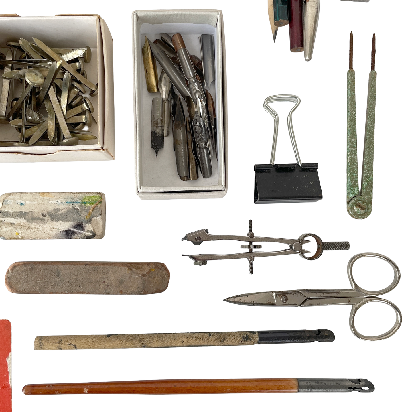 Box of Vintage Drawing Equipment