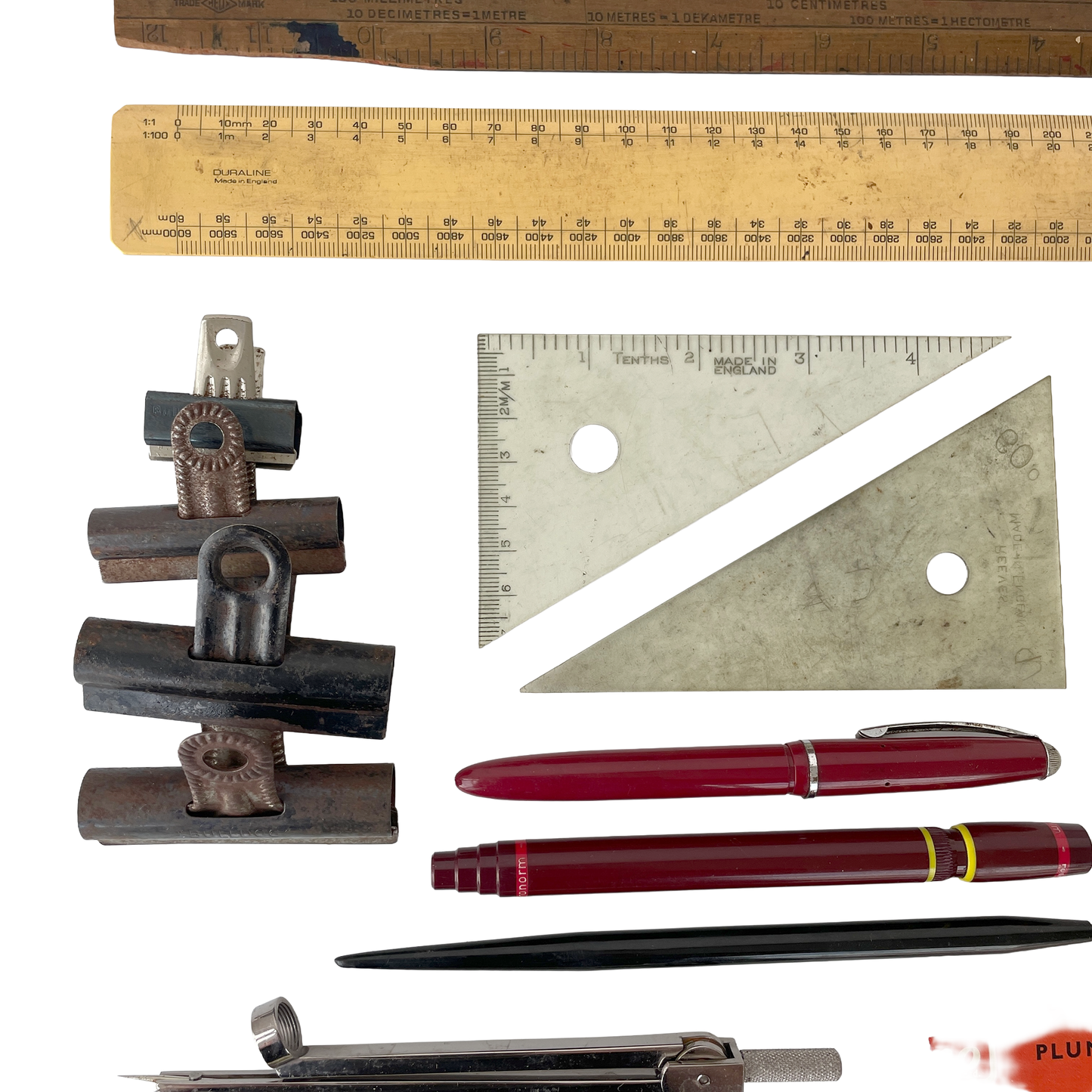 Box of Vintage Drawing Equipment