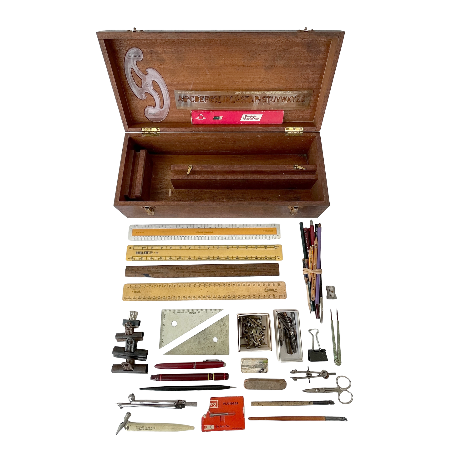 Box of Vintage Drawing Equipment