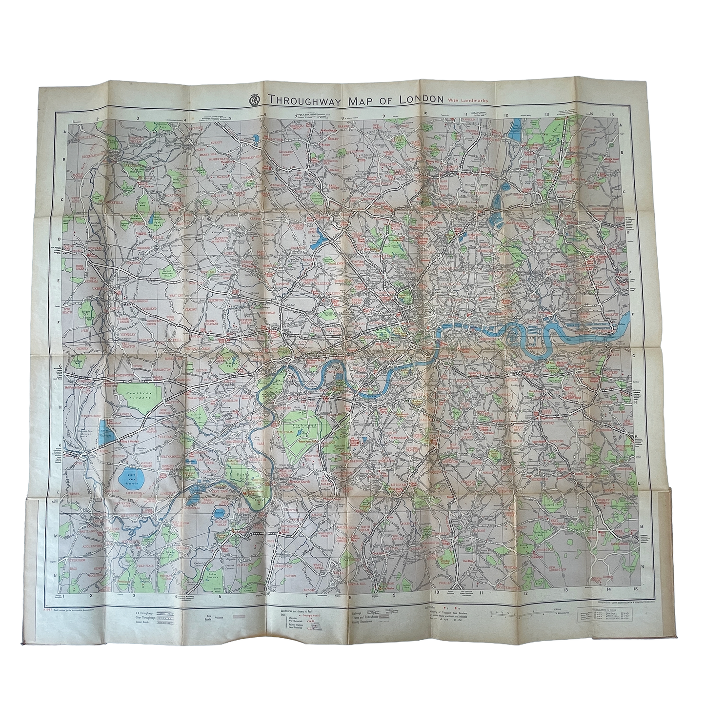 1947 AA Map of London and the Home Counties