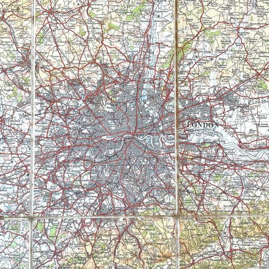 Large 1935 Ordnance Survey Map of the South-East and London - Sukie