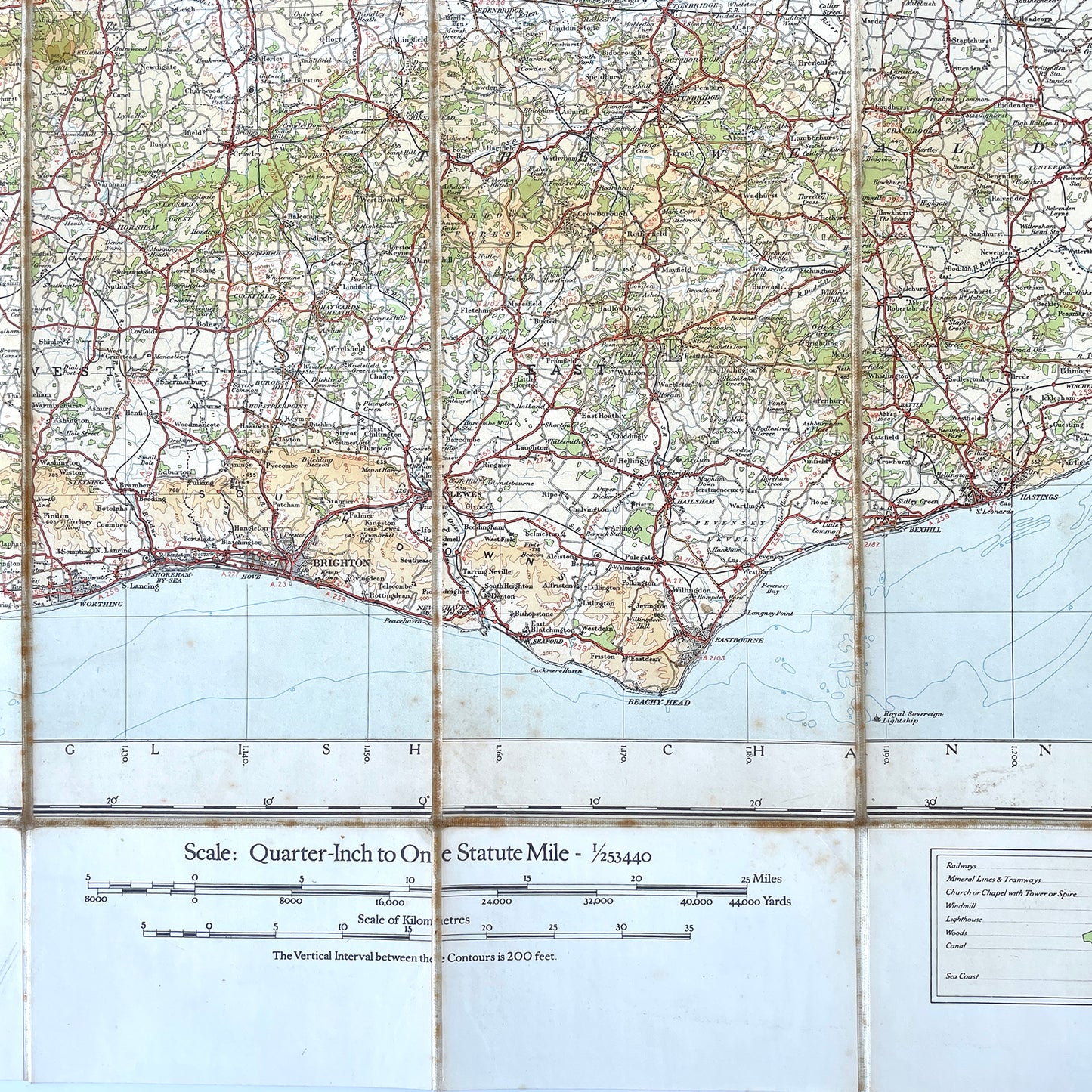 Large 1935 Ordnance Survey Map of the South-East and London - Sukie