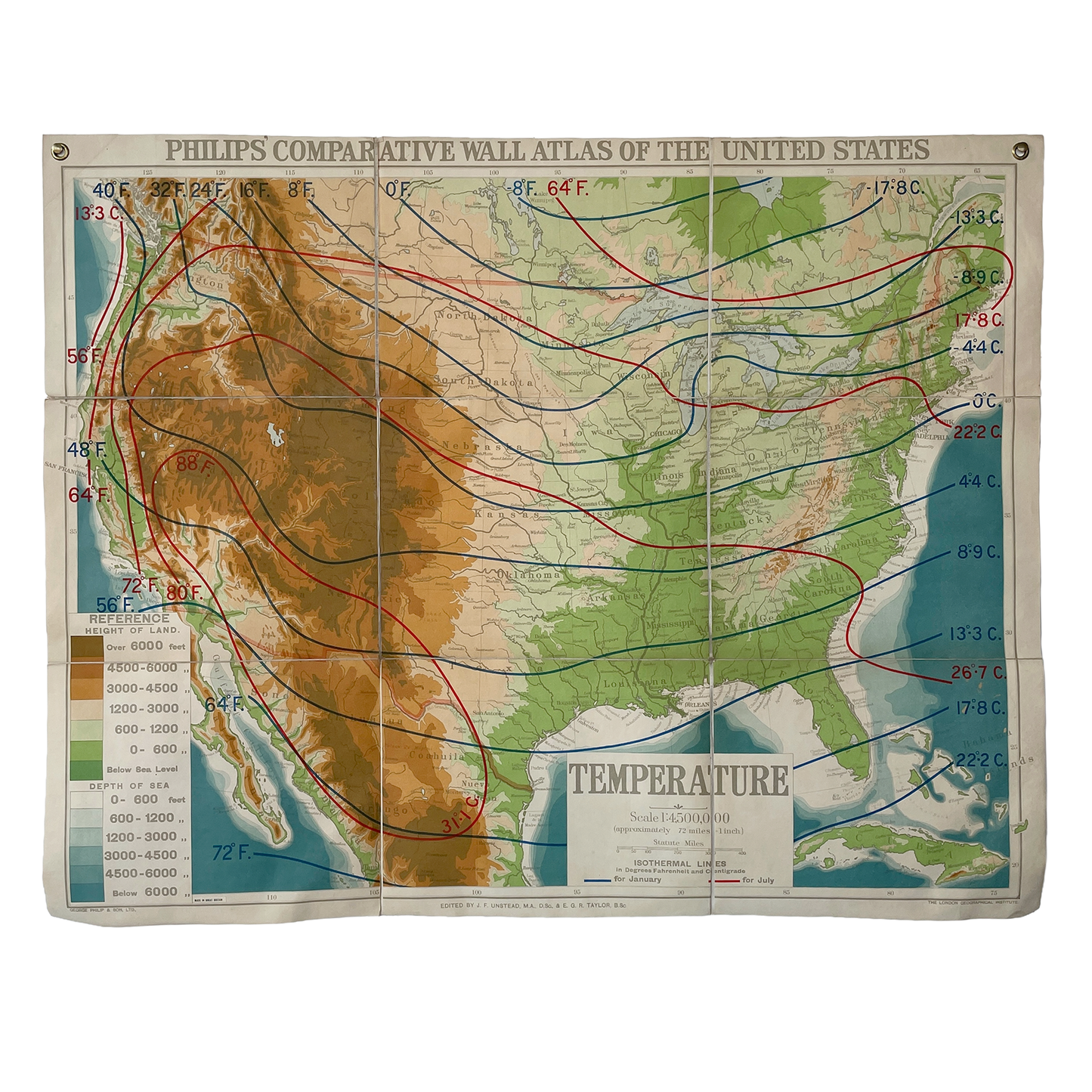 Fantastic Philips’ Temperature Comparative Wall Atlas of The United States