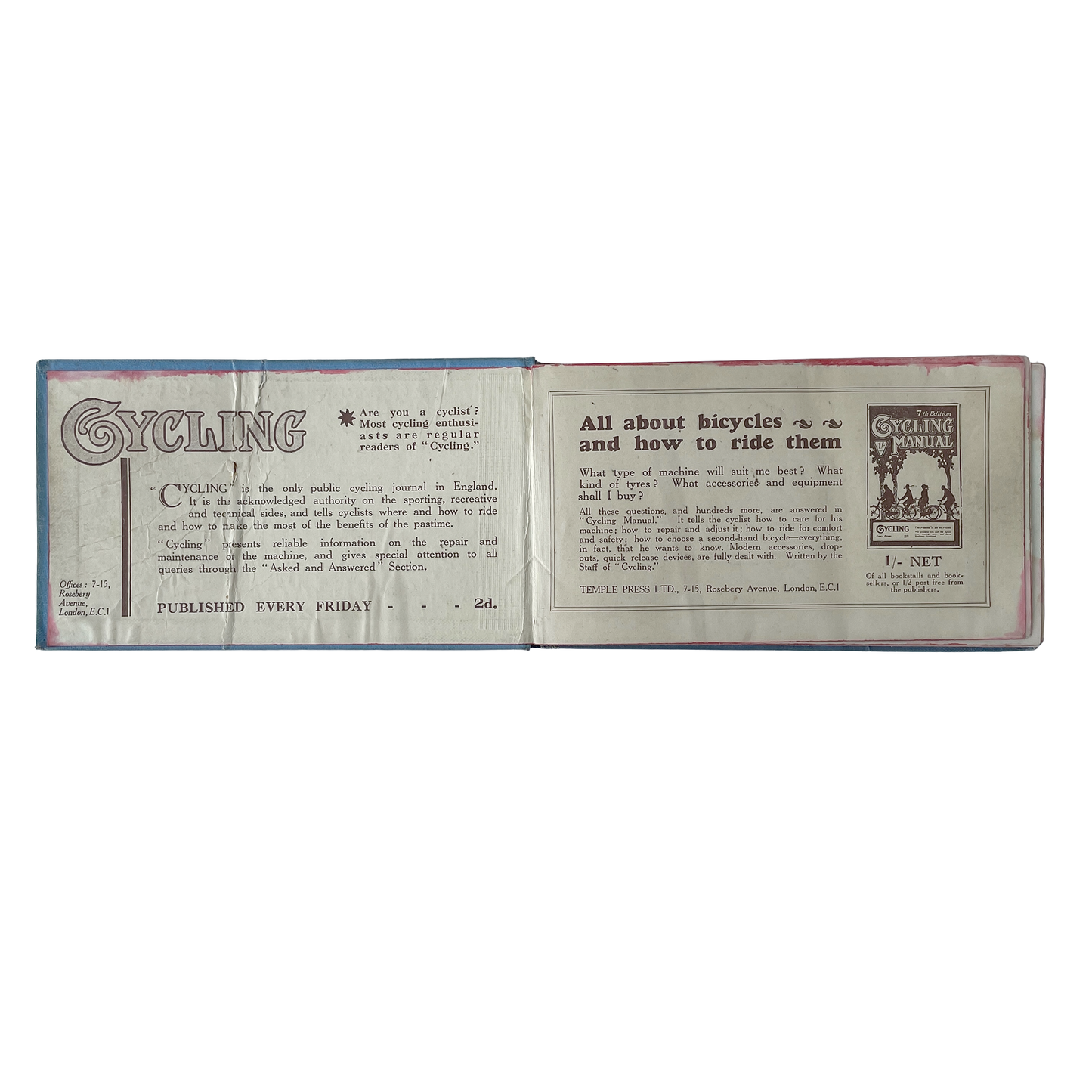 1920s Cycling Profile Road Book of Great Britain