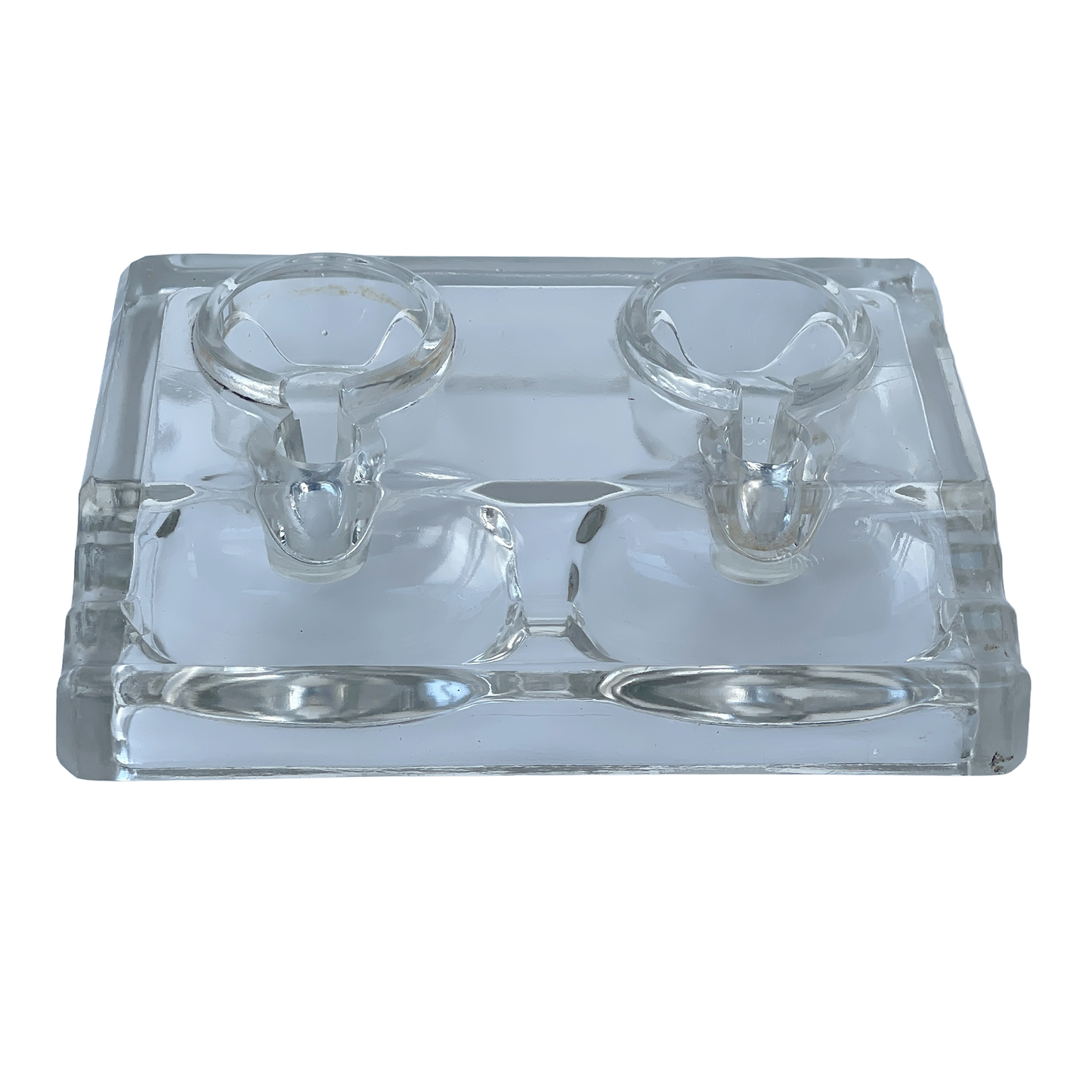 Early 20th Glass Inkwell & Pen Rest