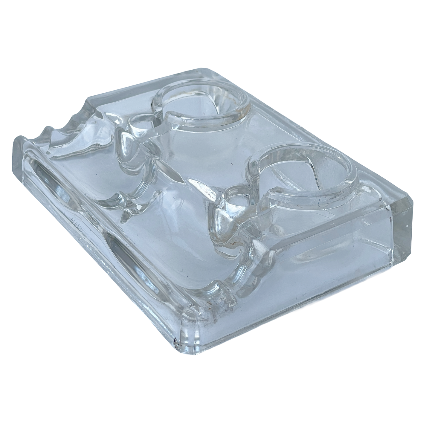 Early 20th Glass Inkwell & Pen Rest