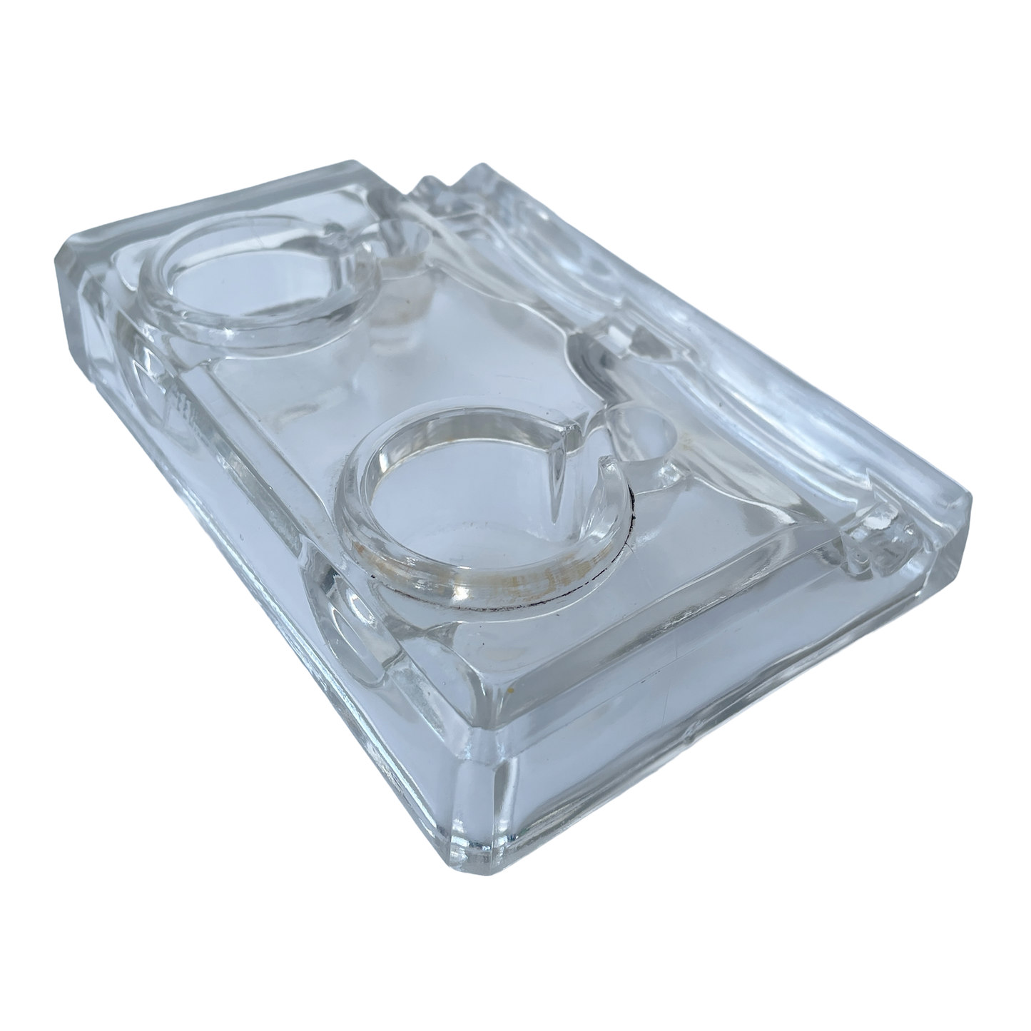 Early 20th Glass Inkwell & Pen Rest