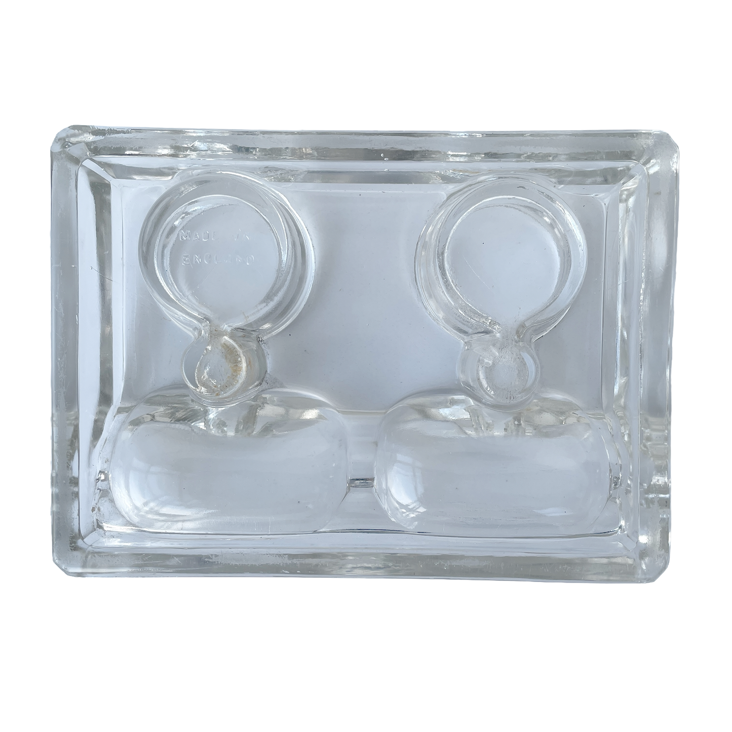 Early 20th Glass Inkwell & Pen Rest