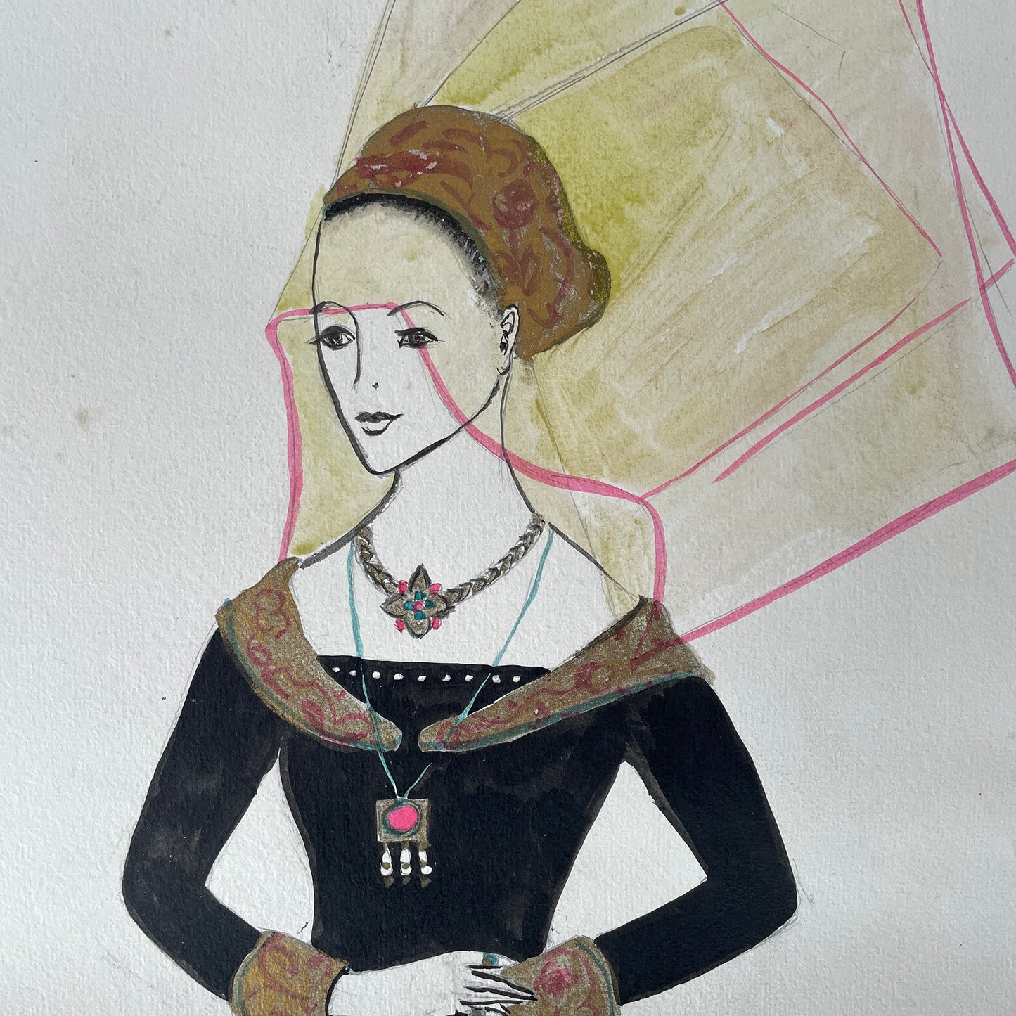 Vintage Hand Drawn Costume Painting – 2