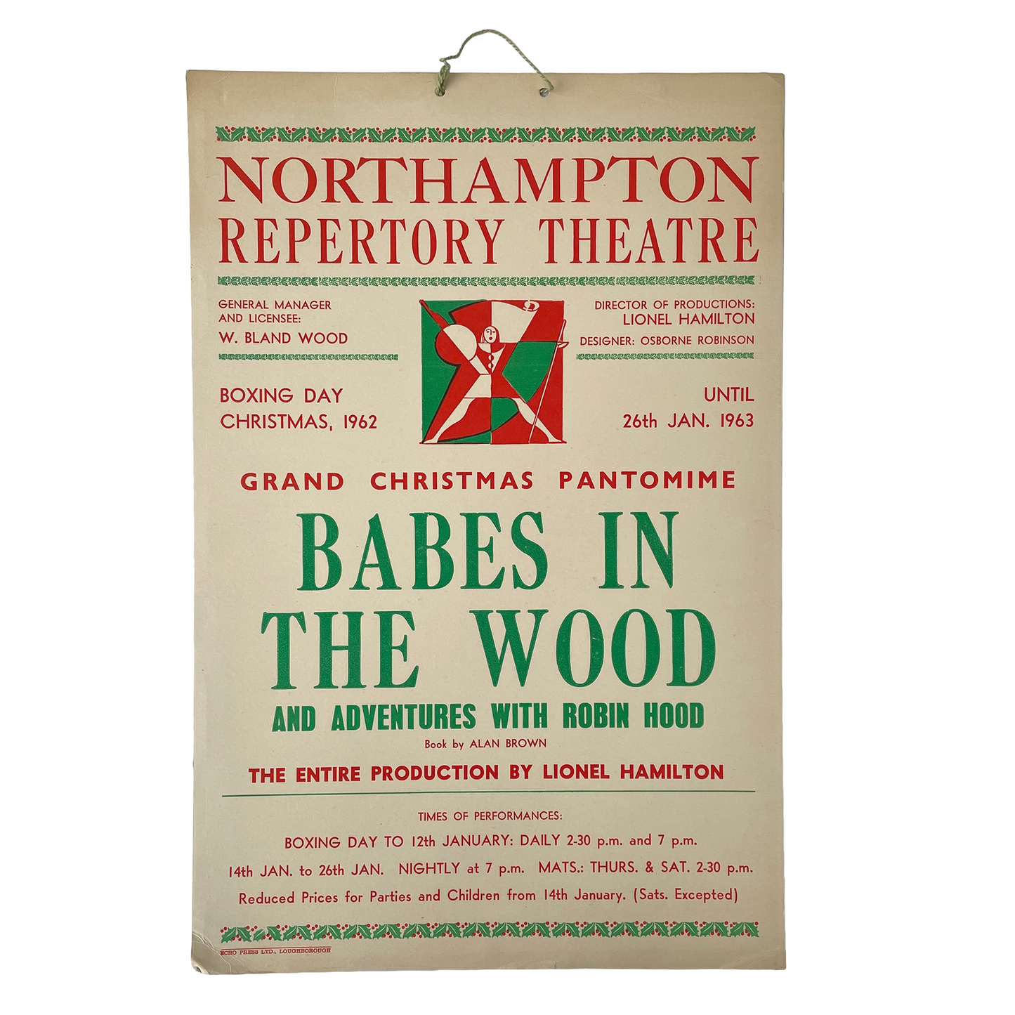 1963 Original Letterpress Printed Poster – Babes in the Woods