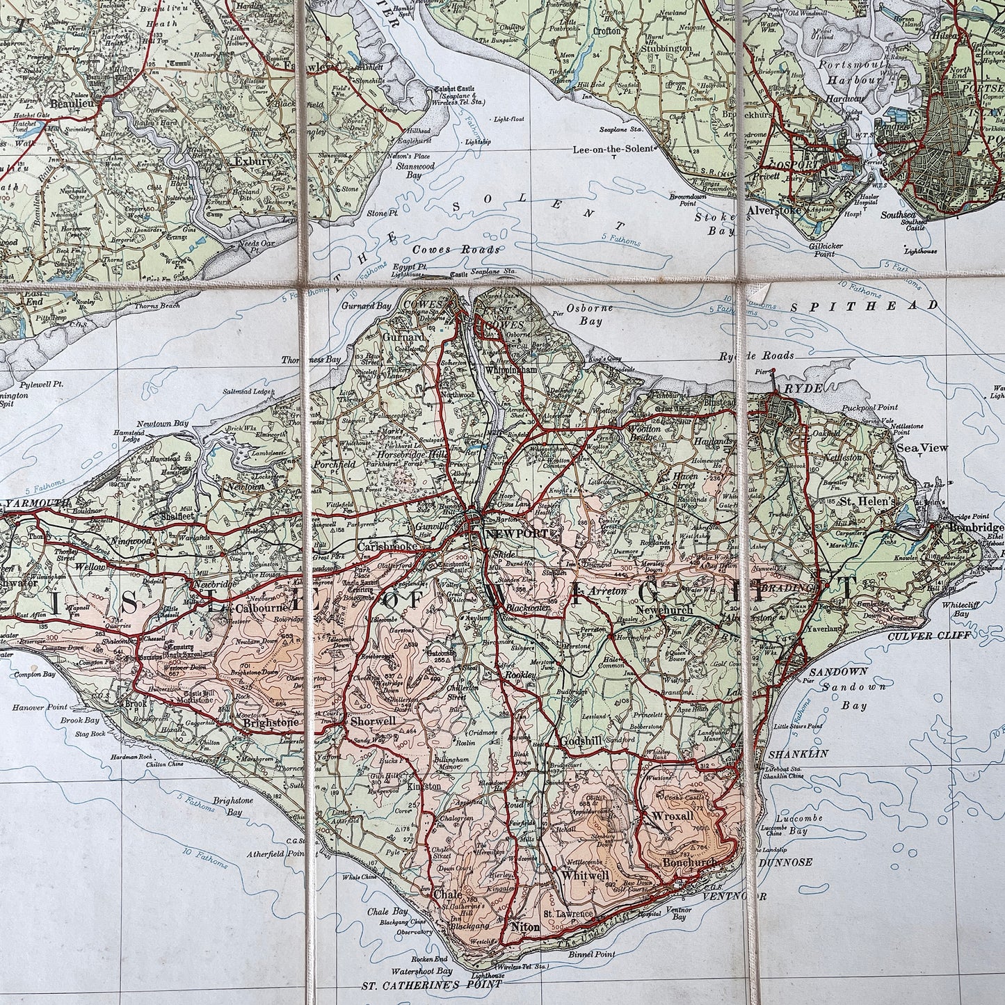 1932 Map of Southampton, Portsmouth and Isle of Wight