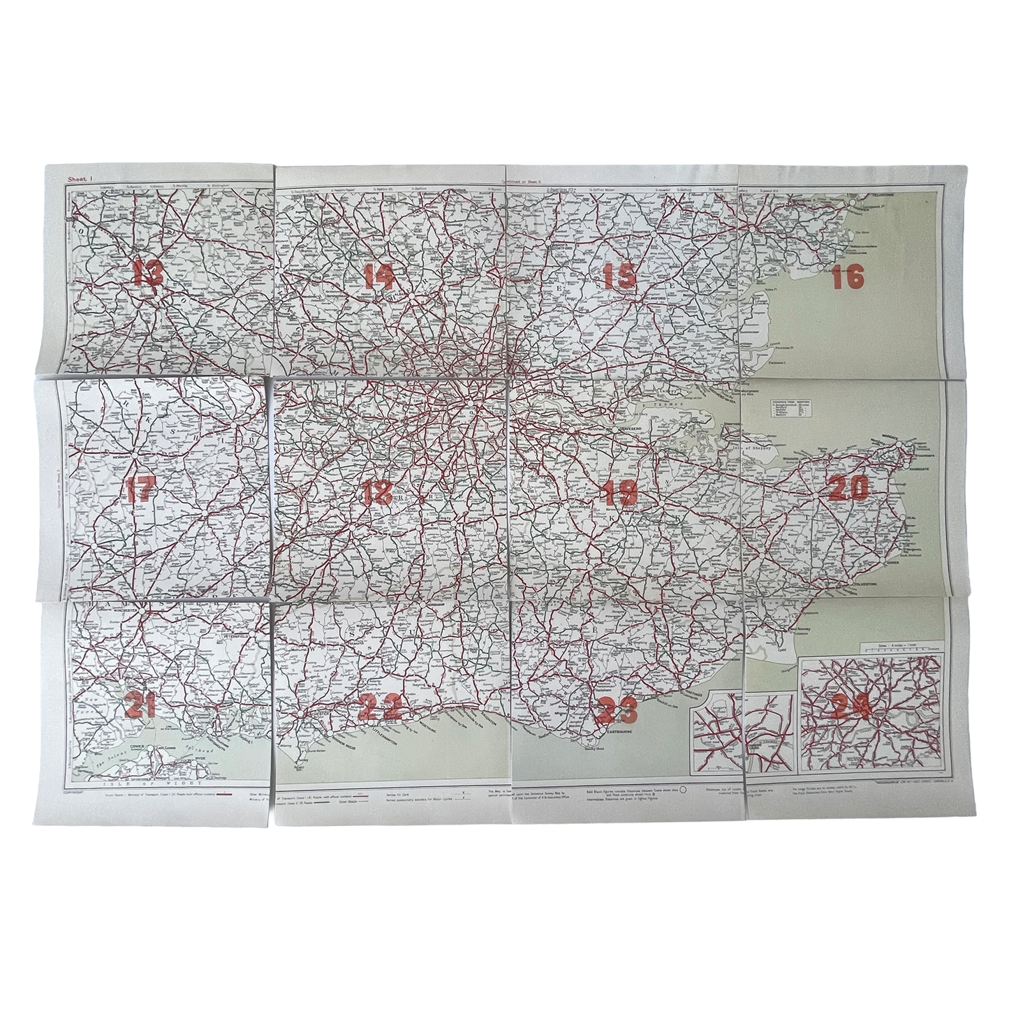 1940s Sectional Map in Travel Folder