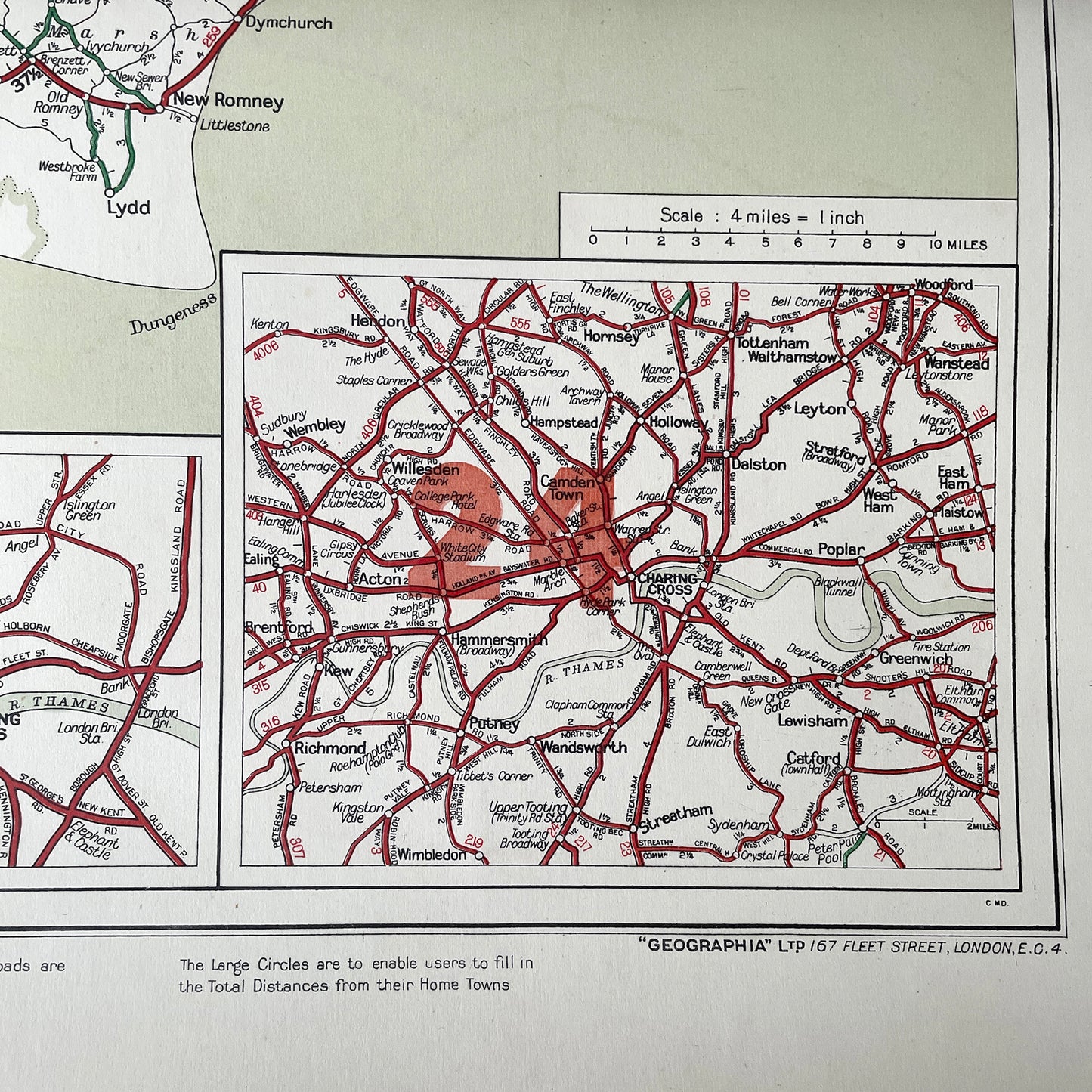 1940s Sectional Map in Travel Folder
