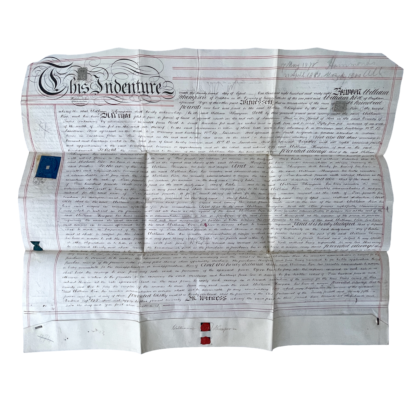 1878 Indenture Legal Document