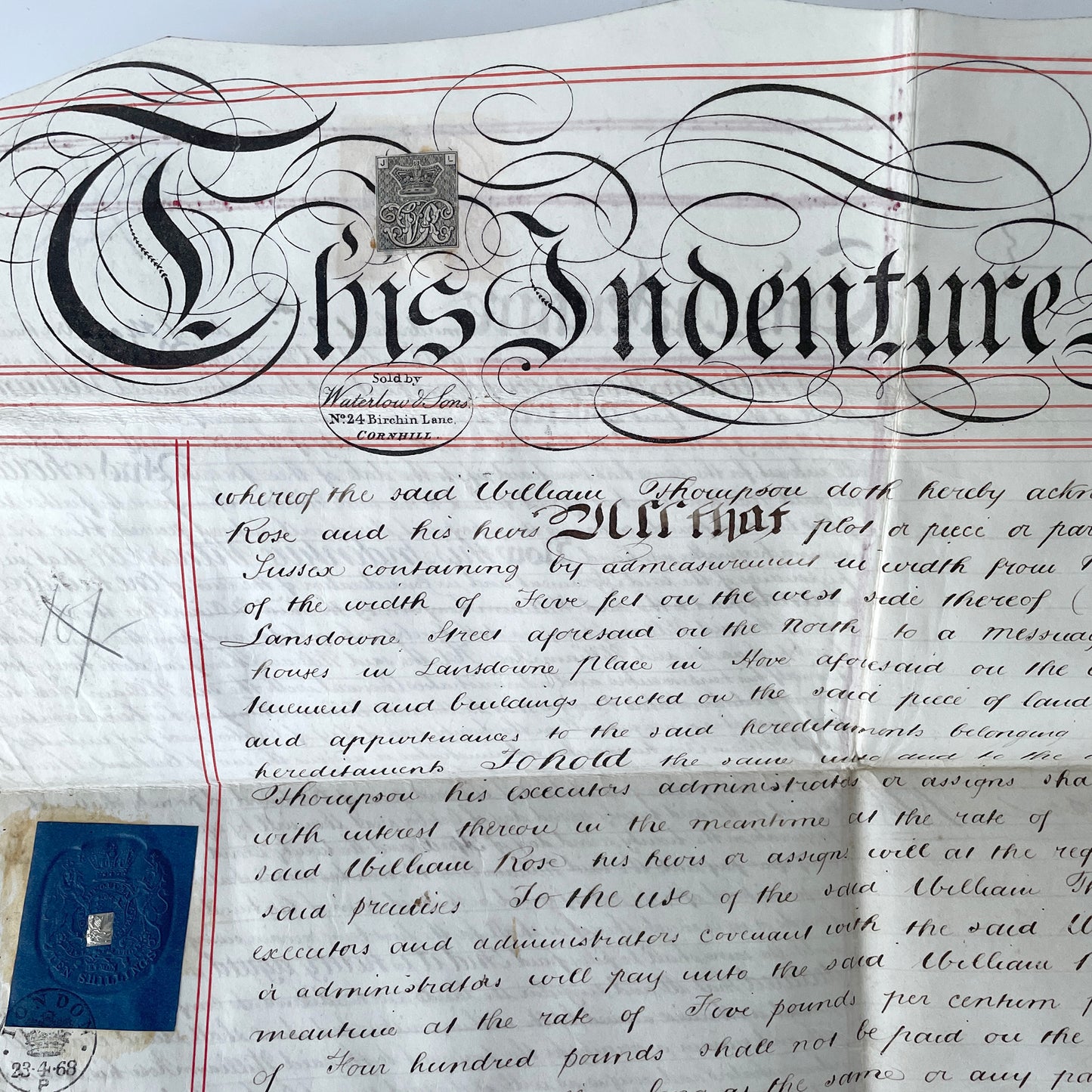 1878 Indenture Legal Document