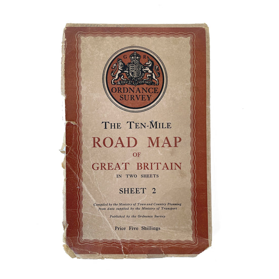 1946 Ordnance Survey Road Map of Great Britain (Sheet 2) - Sukie