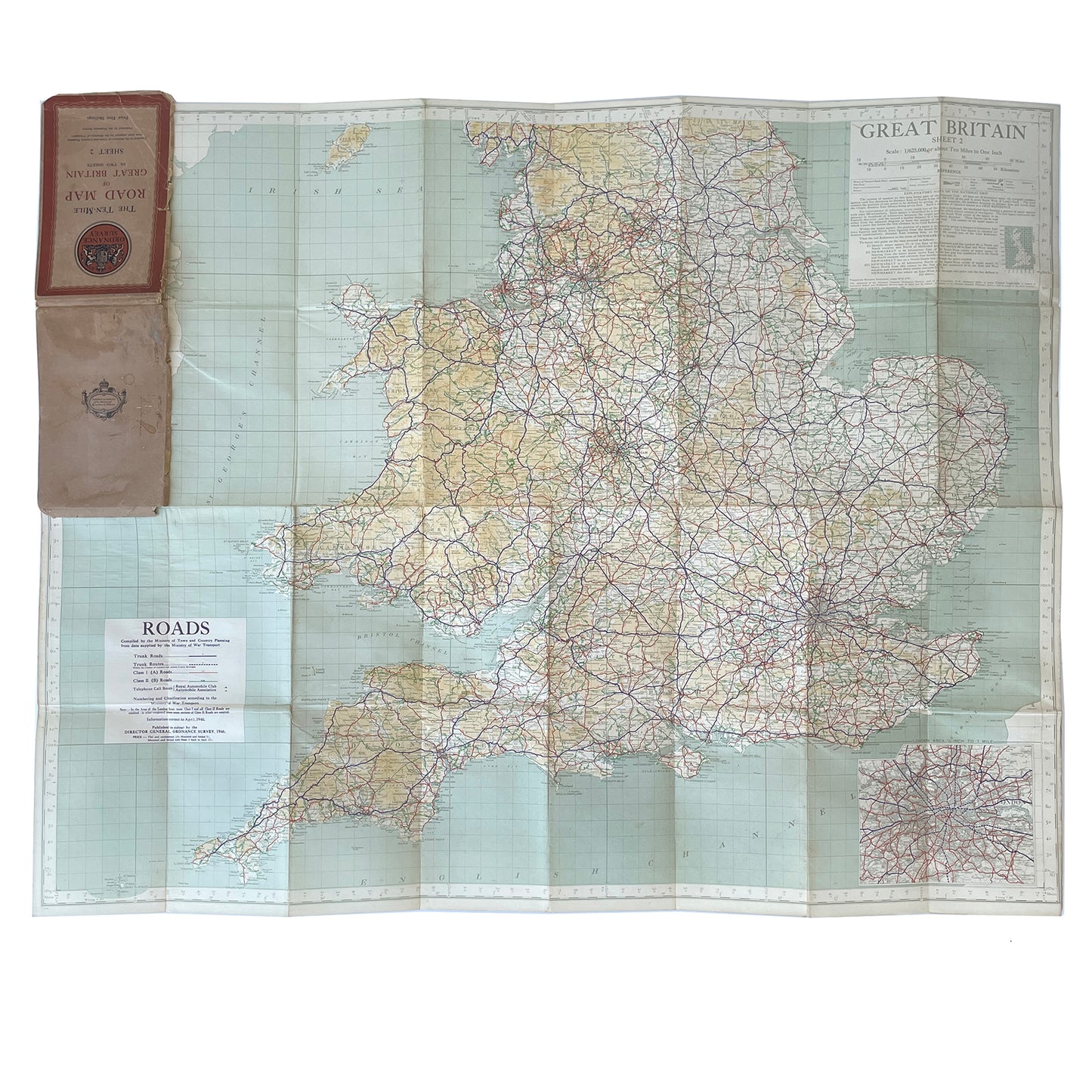 Load image into Gallery viewer, 1946 Ordnance Survey Road Map of Great Britain (Sheet 2) - Sukie
