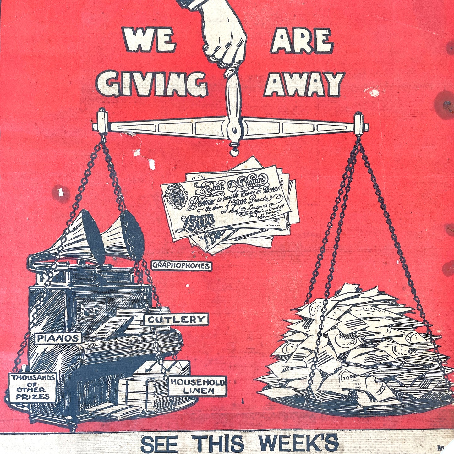 1913 Newspaper Headline Poster – ‘Prizes for Postmarks’ - Sukie