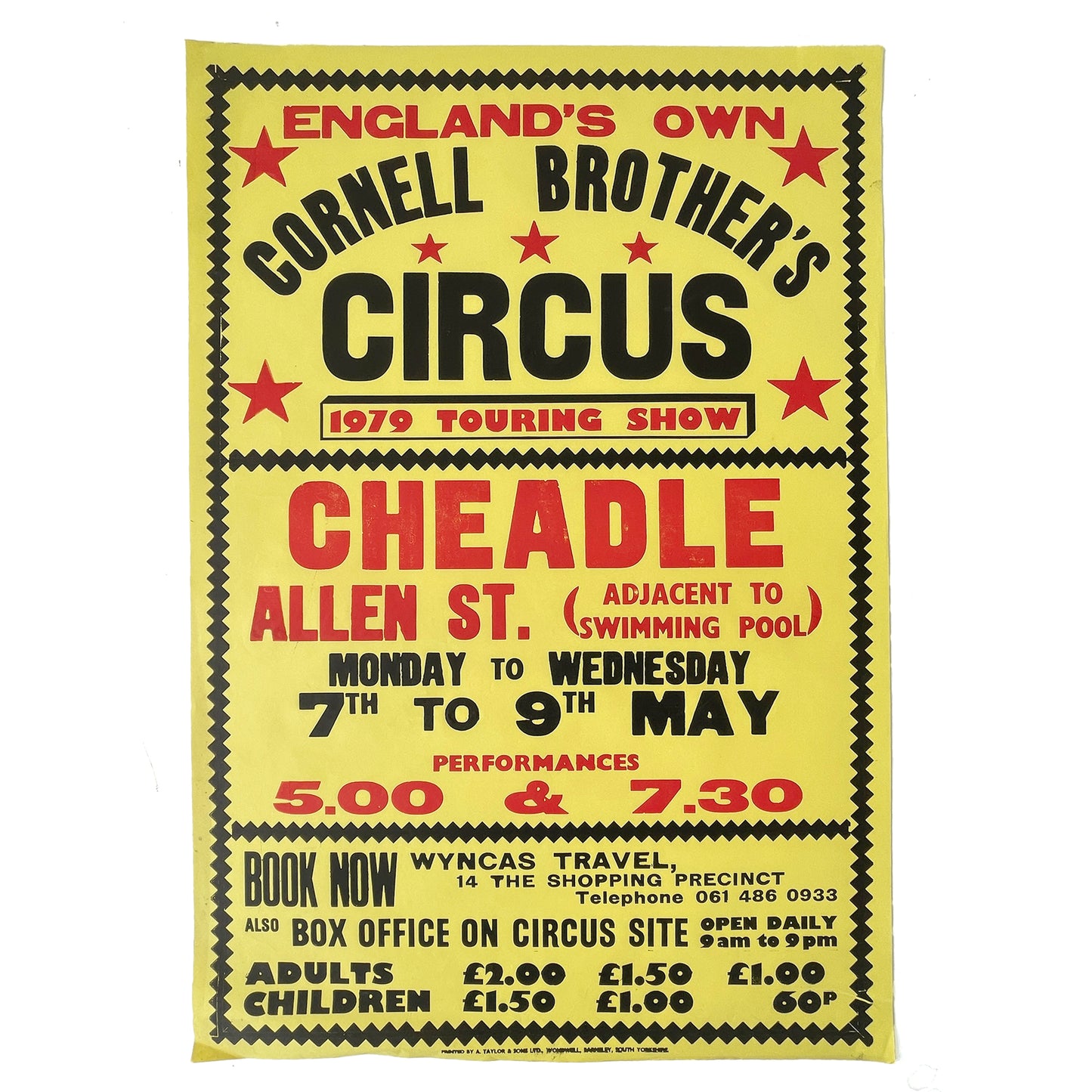 1979 Original Letterpress Printed Poster – Circus – Cheadle