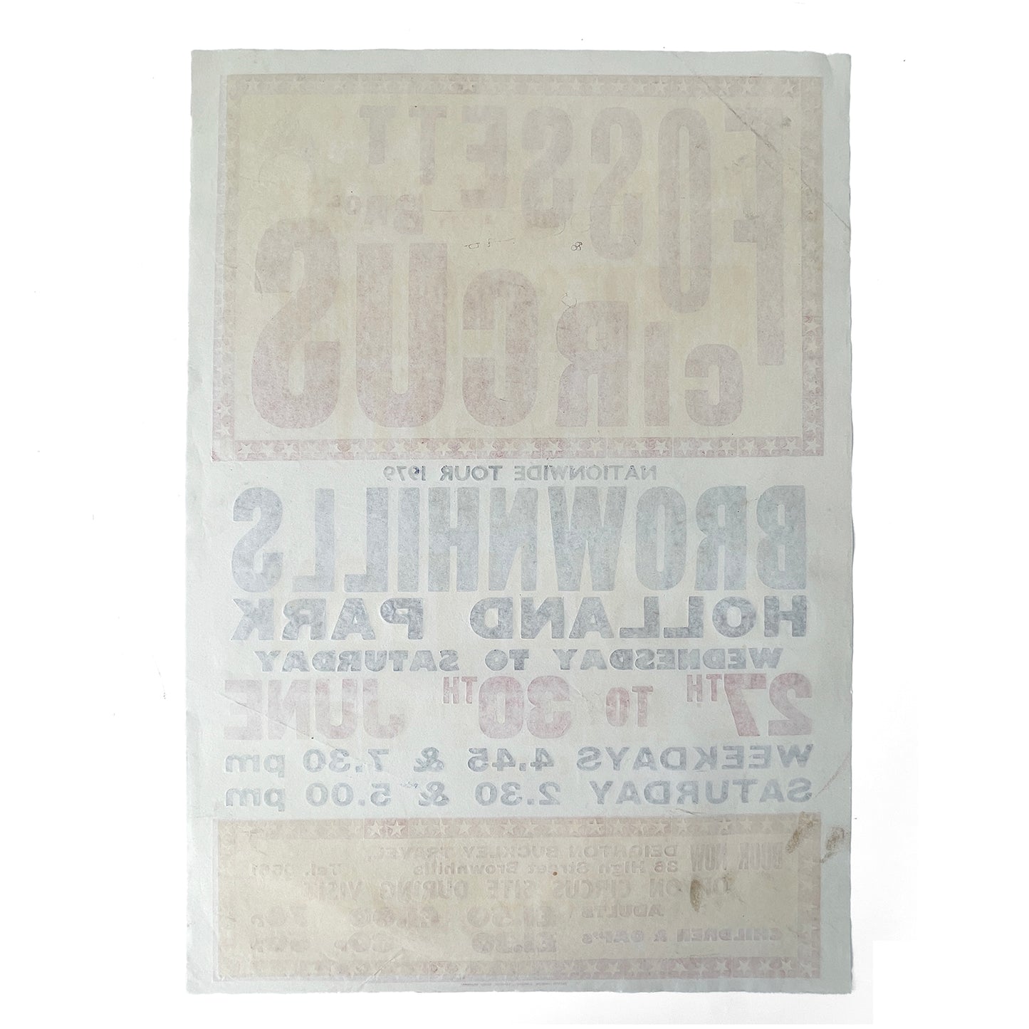 1979 Original Letterpress Printed Poster – Circus – Brownhills