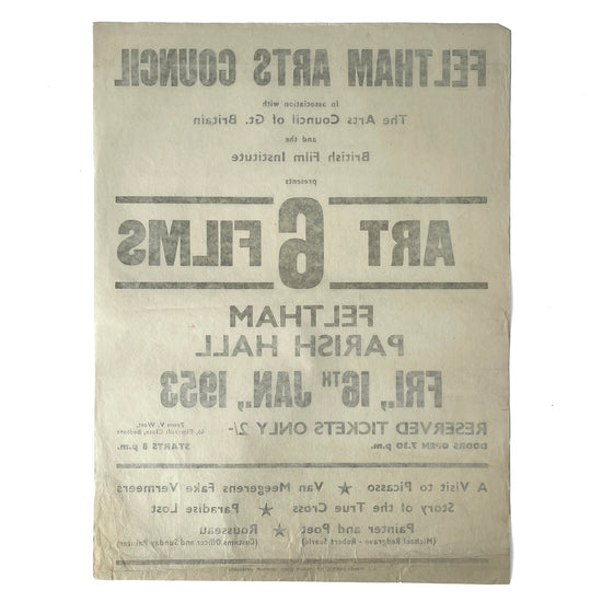 1953 Original Letterpress Printed Poster – 6 Art Films