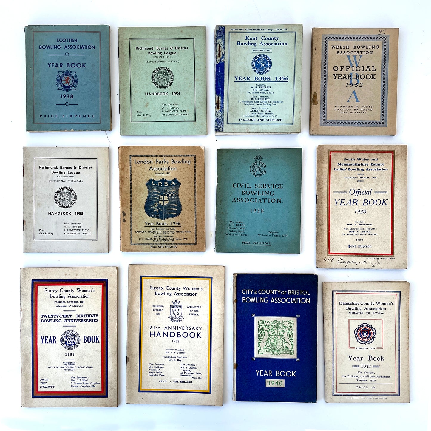 Collection of 12 Bowling Year Books 1938 – 1956