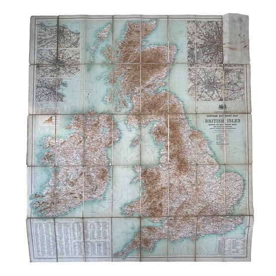1920 Bartholomew’s Contour Motoring Map of the British Isles
