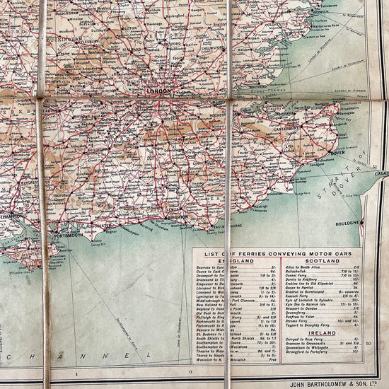 1920 Bartholomew’s Contour Motoring Map of the British Isles