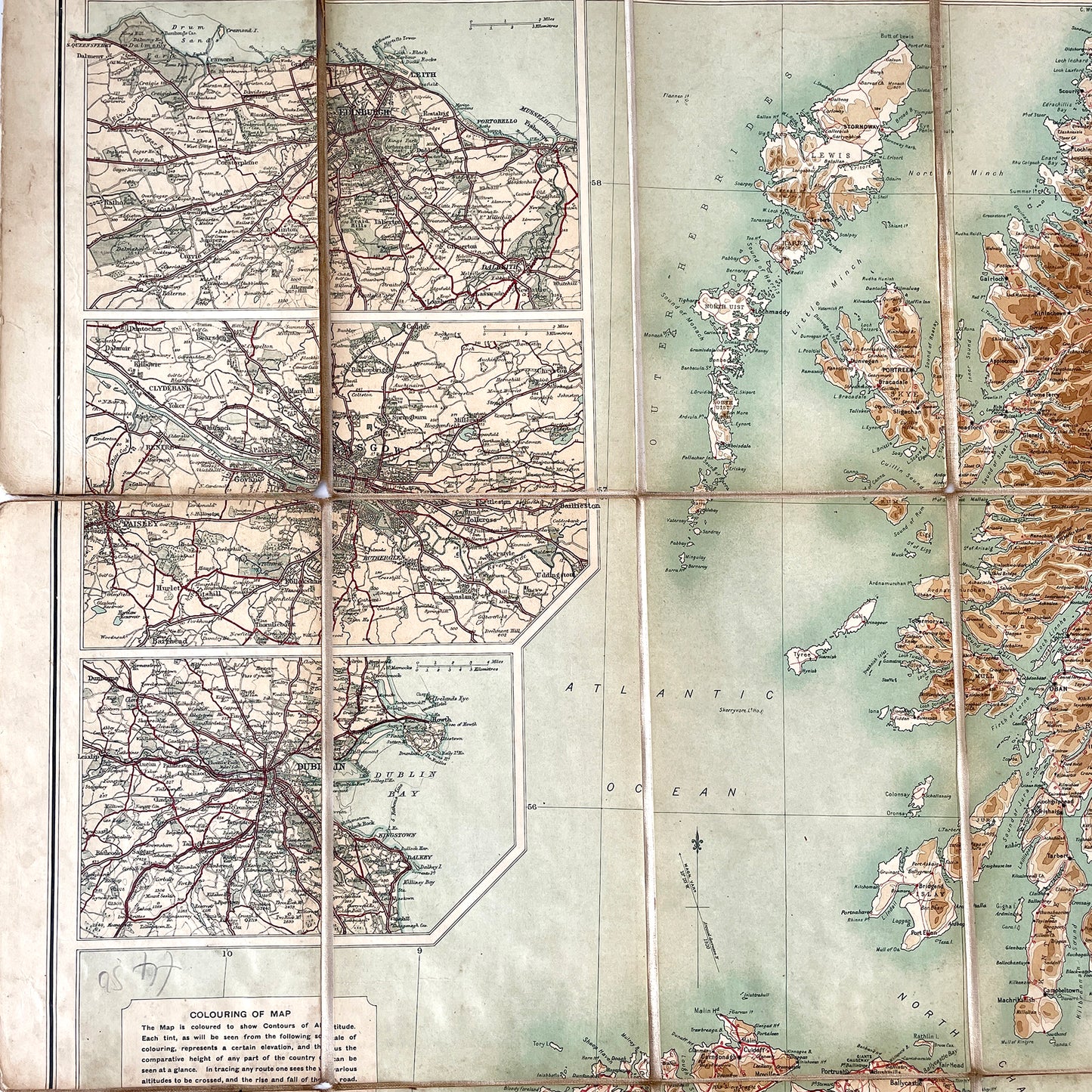1920 Bartholomew’s Contour Motoring Map of the British Isles