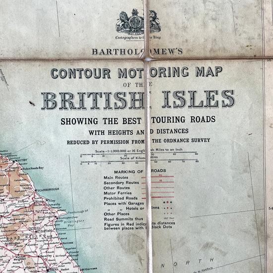 1920 Bartholomew’s Contour Motoring Map of the British Isles