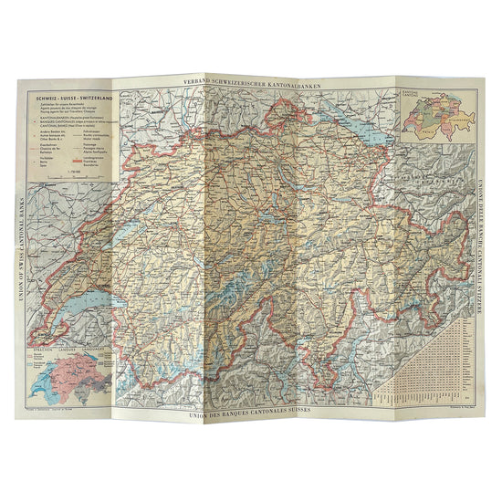 Tourist Map of Switzerland Circa 1950