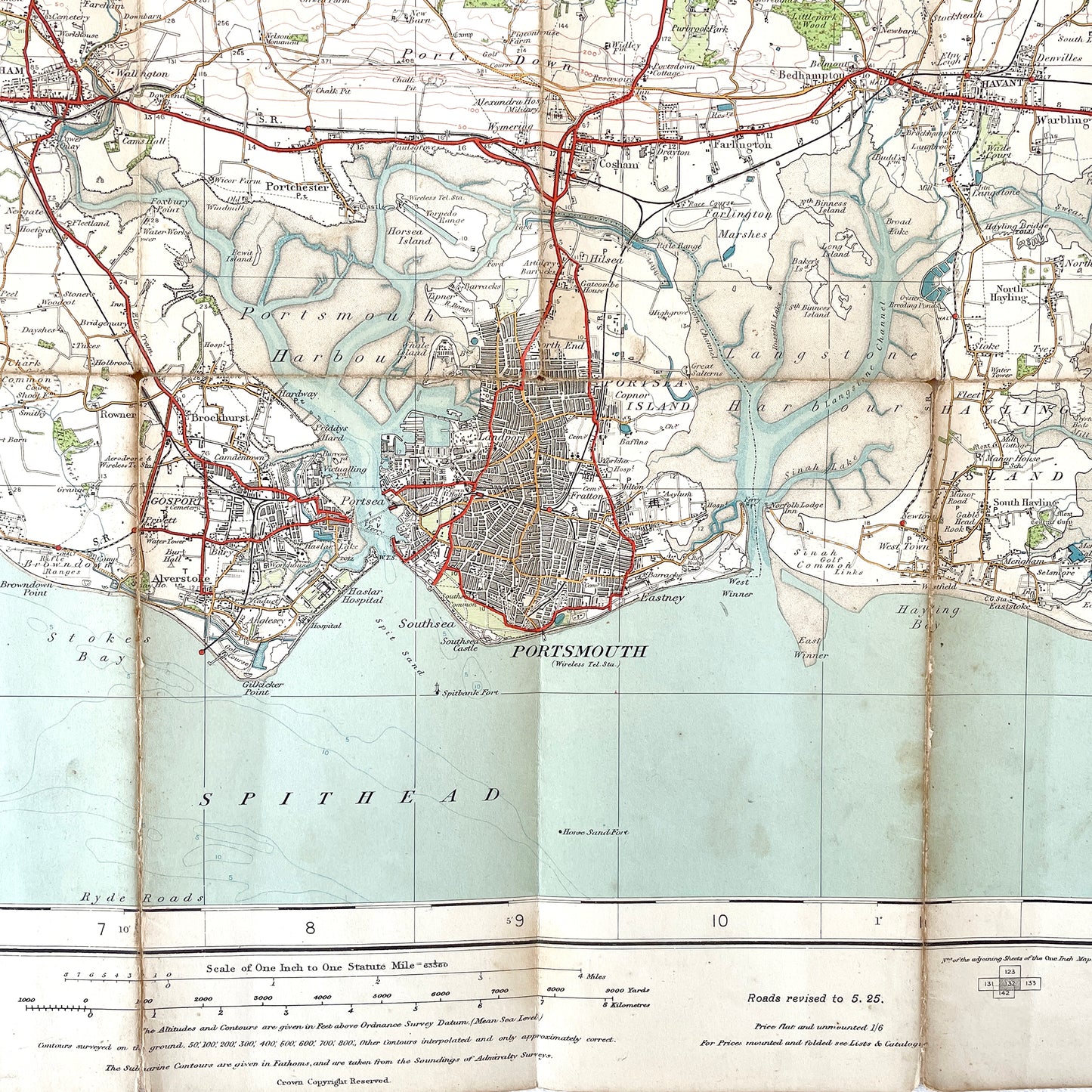 1928 Ordnance Survey Map of Portsmouth & Southampton