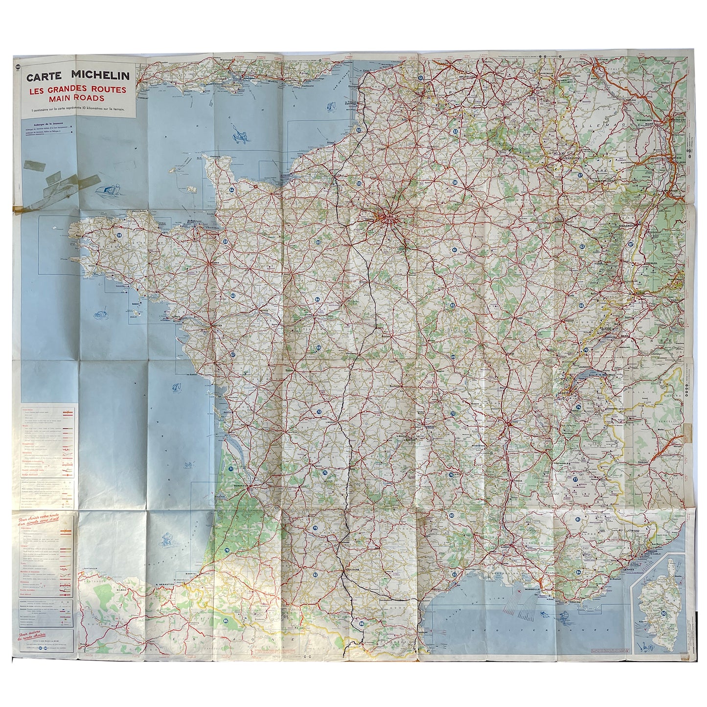 1954 Large Map of Youth Hostels in France