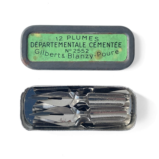 Tin of 12 Vintage French Dip Pen Nibs