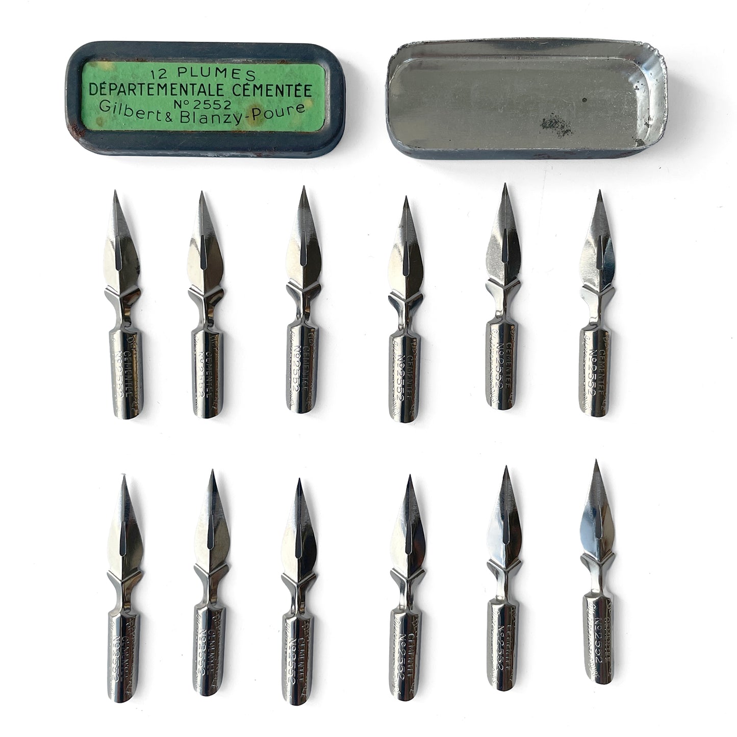 Tin of 12 Vintage French Dip Pen Nibs