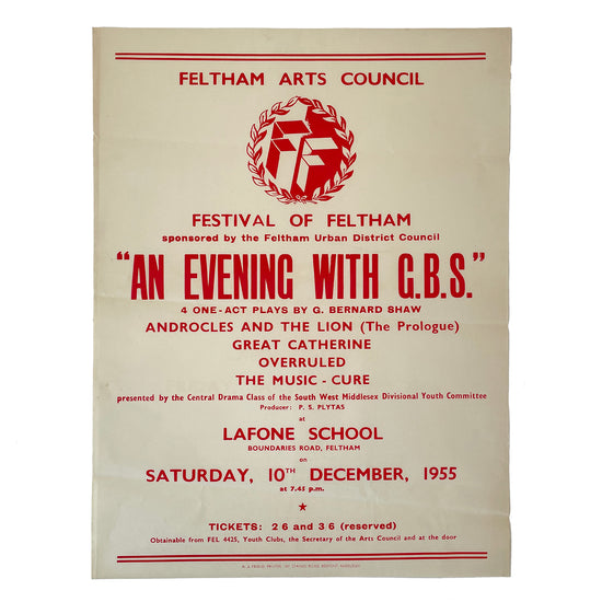 1955 Original Letterpress Printed Poster – Festival of Feltham