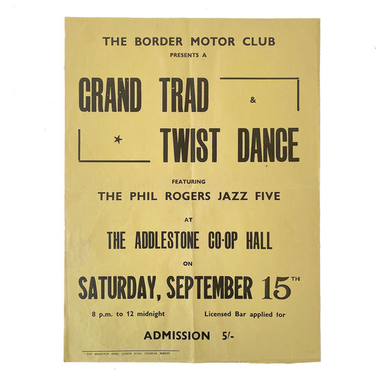 1950s Original Letterpress Printed Poster – Grand Trad & Twist Dance