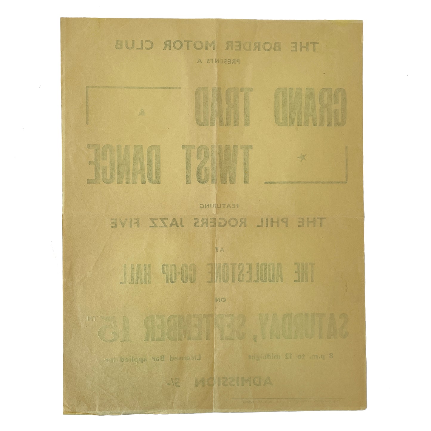 1950s Original Letterpress Printed Poster – Grand Trad & Twist Dance