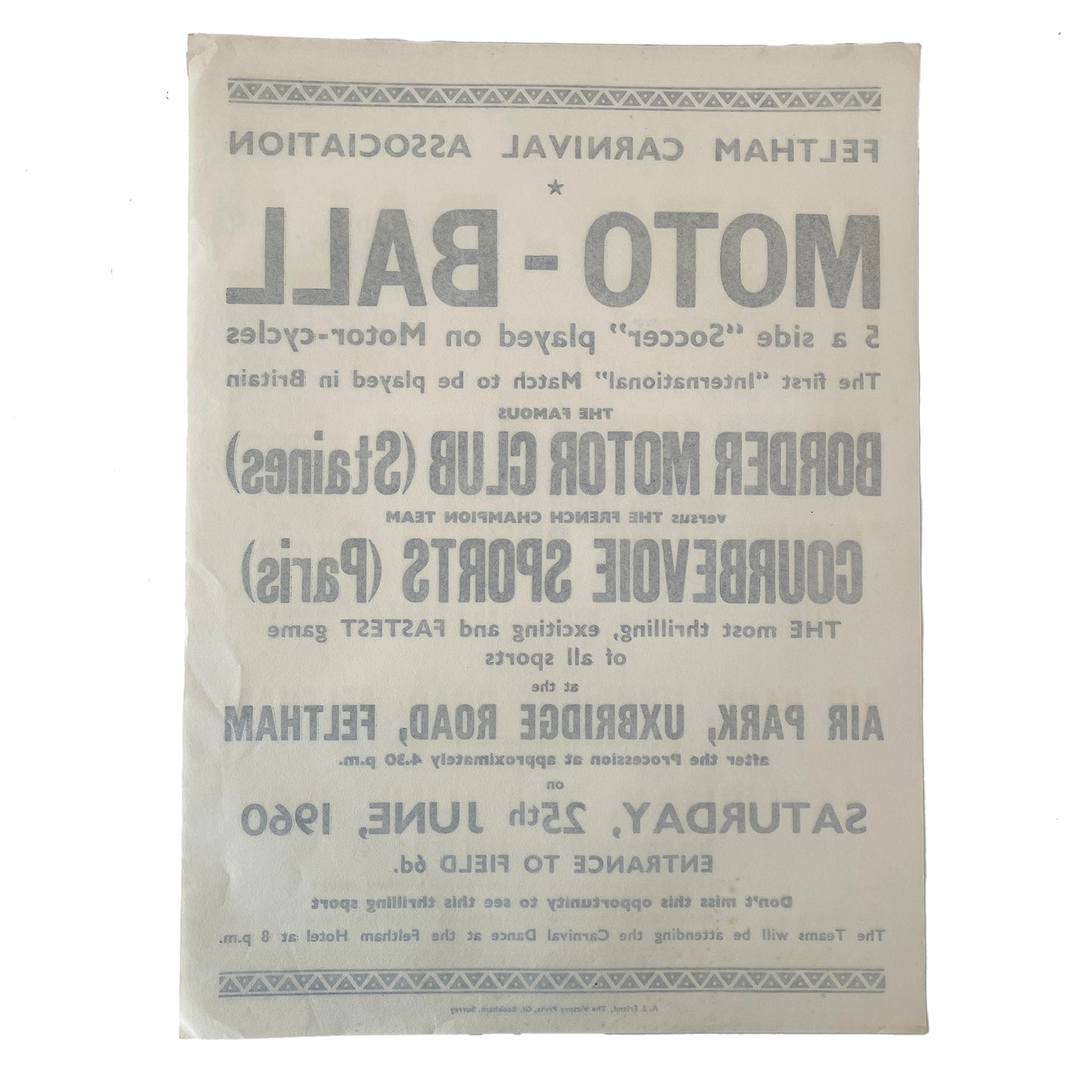 1960 Original Letterpress Printed Poster – Moto Ball