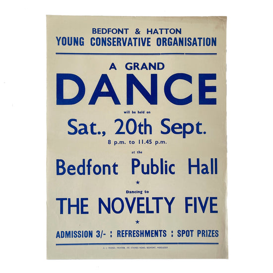 1950s Original Letterpress Printed Poster – A Grand Dance – The Novelty Five