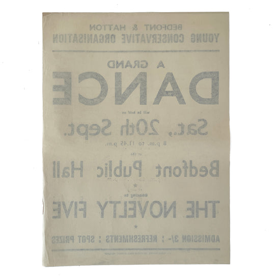1950s Original Letterpress Printed Poster – A Grand Dance – The Novelty Five