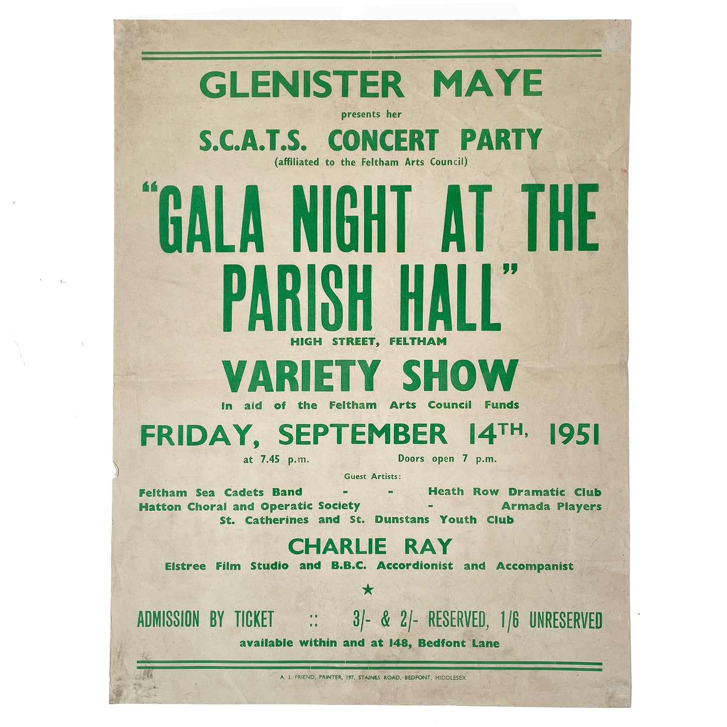 1951 Original Letterpress Printed Poster – A Gal Night at the