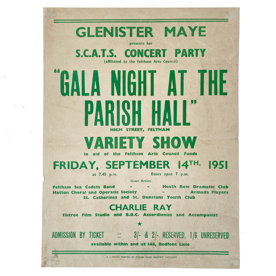 1951 Original Letterpress Printed Poster – A Gal Night at the